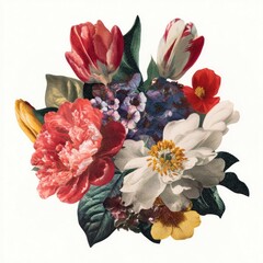 Fototapeta premium Vibrant floral bouquet illustration.