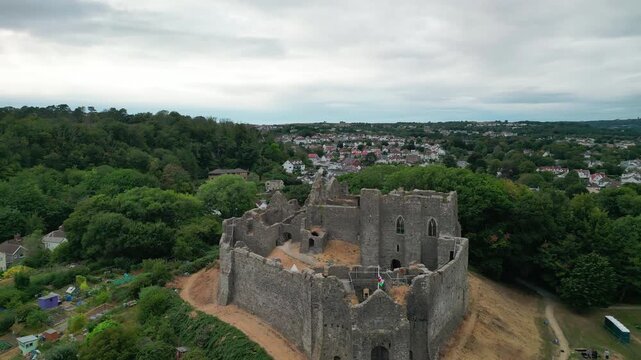 Aerial View of Swansea Bay and Swansea Castle, Wales, UK