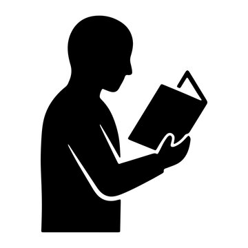 Man reading a book silhouette icon vector graphic symbol education and learning concept with education