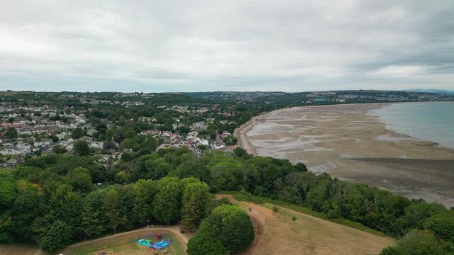 Aerial View of Swansea Bay and Swansea Castle, Wales, UK