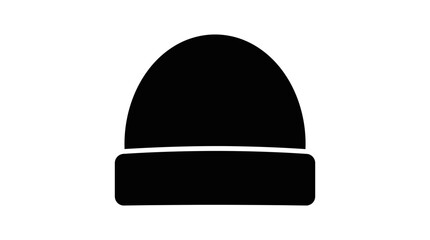 Fototapeta premium Black silhouette of a beanie hat on a white background
