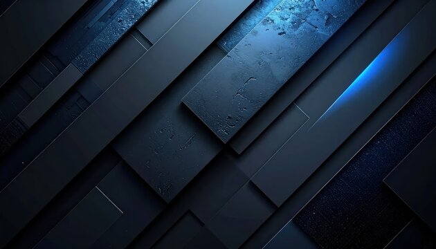 Abstract dark blue metallic background with diagonal geometric slabs