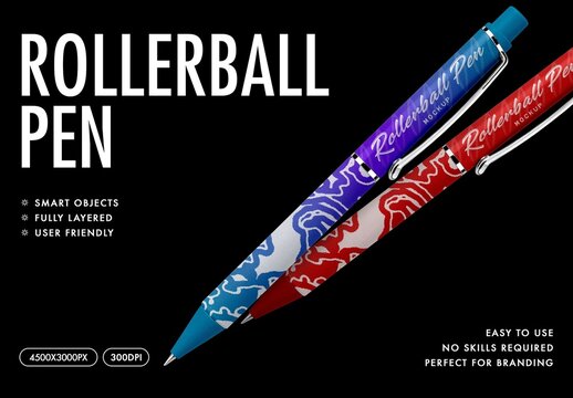 Rollerball Pen Mockup For Branding And Advertising Design