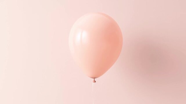 Peach balloon floating with dangling string against a soft pastel background
