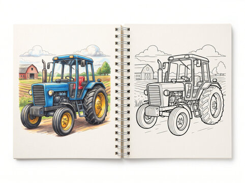 Cute kids coloring page and outline worksheet