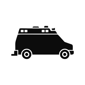Side view silhouette of a medical ambulance emergency rescue vehicle