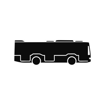 Black silhouette of a public transport bus on white background