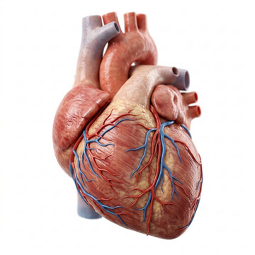 Realistic Human Heart Anatomy 3D Render Isolated White Background Cardiovascular System