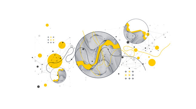 Trendy abstract wireframe background. Modern science or technology art elements. Surface illustration.