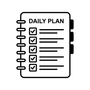 Daily Plan Notebook Checklist Marking Completed Tasks Line Icon Vector for Productivity Application