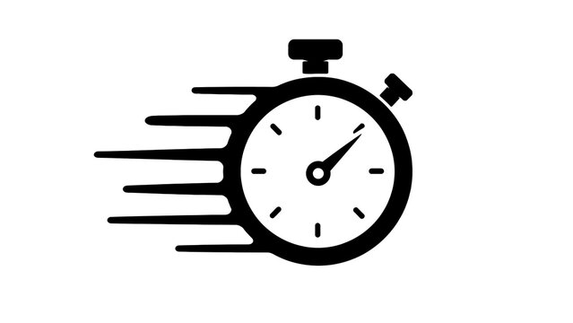 Stopwatch Symbol Moving with Motion Lines and Flat Visual Style for Fast Delivery and Quick Service Interface