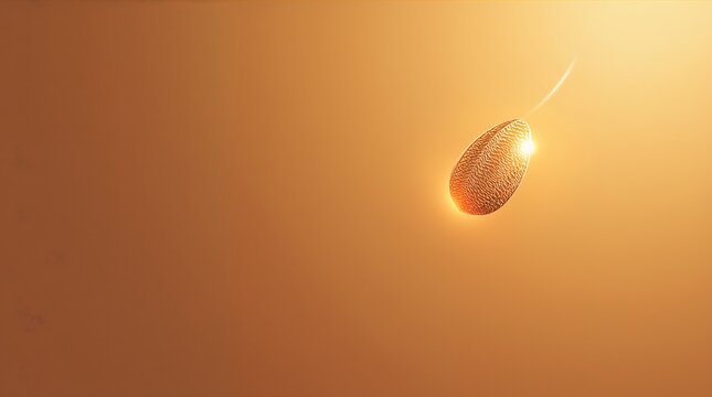 Glowing Golden Seed Floating in Warm Light Possibility and Growth Concept