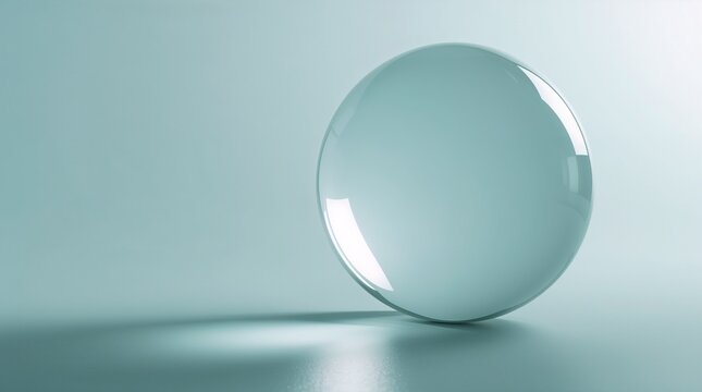 Transparent Glass Sphere Glowing with Soft Light on Teal Background Clarity Concept