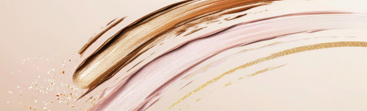 Fluid cosmetics textures featuring spread highlighter and foundation cream