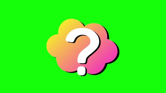 Gradient question mark animation inside a cloud shape on an isolated chroma key background, perfect for presenting choices or uncertainty.