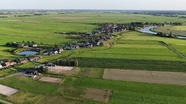 Netherland Benelux Holland Bunschoten and Spakenburg in Utrecht Provence Eem Meer Lake Kanal Village Flat Farm Land Aerial Drone