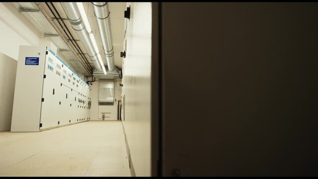 Electrical Switchgear Cabinet In Bright Technical Building Room