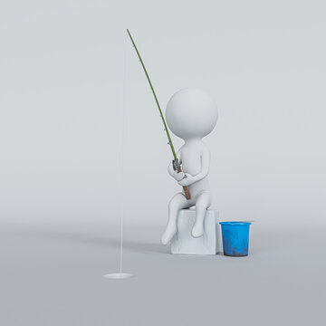 stick figure fishing through a hole in the Arctic ice