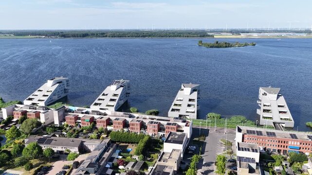 Netherland Holland Benelux Gooimeer Lake Huizen and Blaricum Village Sphinx Architecture Buildings Aerial Drone