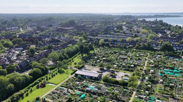 Netherland Holland Benelux Gooimeer Lake Huizen and Blaricum Village Homes Architecture Buildings Aerial Drone