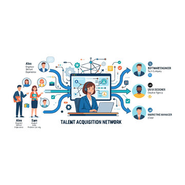 Talent acquisition network connecting software engineers and creative designers.