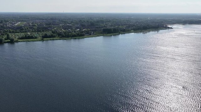 Netherland Holland Benelux Gooimeer Lake Huizen and Blaricum Village Homes Architecture Buildings Aerial Drone