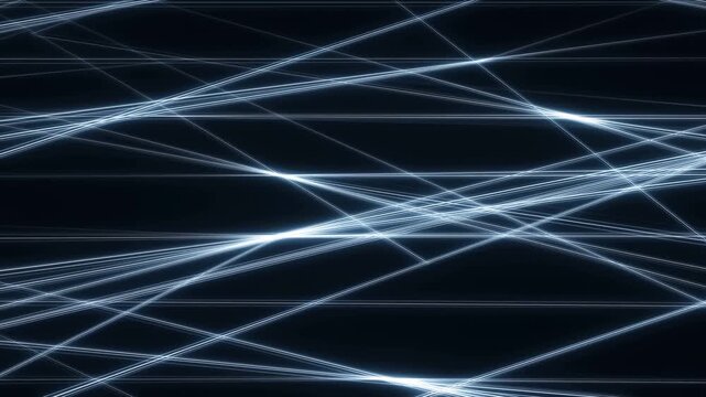 Crisscrossing glowing lines forming bright intersections against black background
