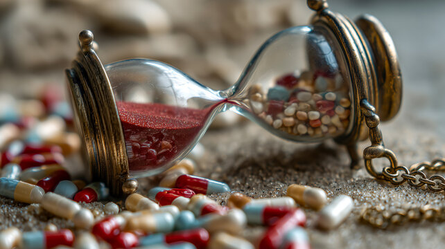 The Weight of Time: Pills and a Tilted Hourglass