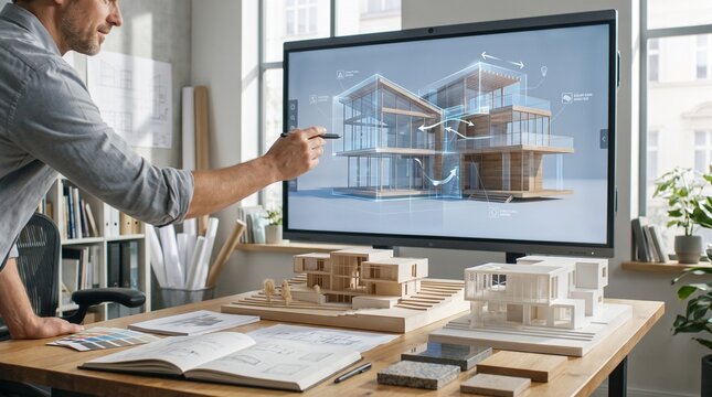 Architect Using Artificial Intelligence to Develop a Modern Building Design