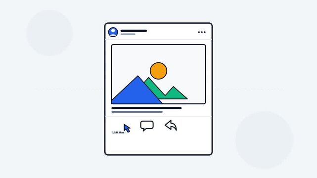 Animated Social Media Post Interaction Concept with Cursor Clicking Like Button.