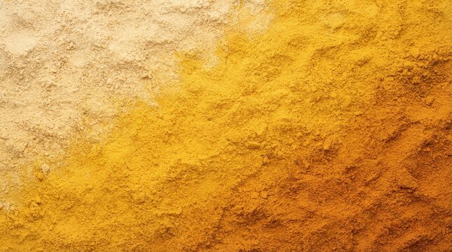 Golden turmeric spice powder background texture