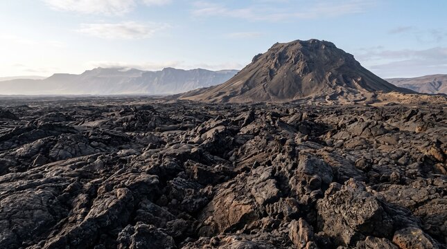 Photorealistic collection of diverse volcanic landscapes featuring rugged lava fields, dormant volcanic mountains, crater lakes, black-sand coastlines, geothermal fumaroles, volcanic valleys, snow-cov