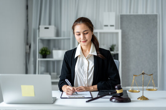 Female lawyer attorney paralegal professional woman diligently p