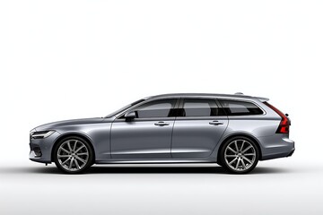 Naklejka premium Side view of a modern silver station wagon isolated on white background
