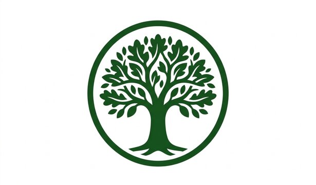 Oak tree circle logo vector design with elegant woodland emblem for nature forestry environmental and organic branding 