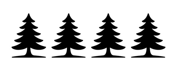 Obraz premium Black pine tree silhouette set isolated on transparent background for nature design decor.