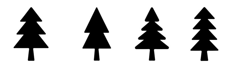 Obraz premium Set of four christmas tree icons vector illustration flat style.