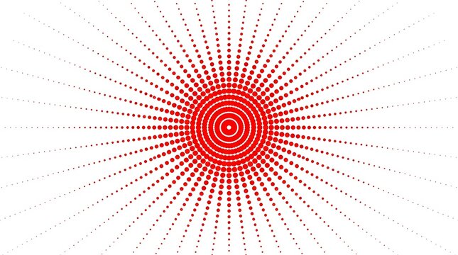 Red circular halftone dot pattern on white background