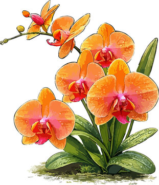 Phalaenopsis hybrids illustration art