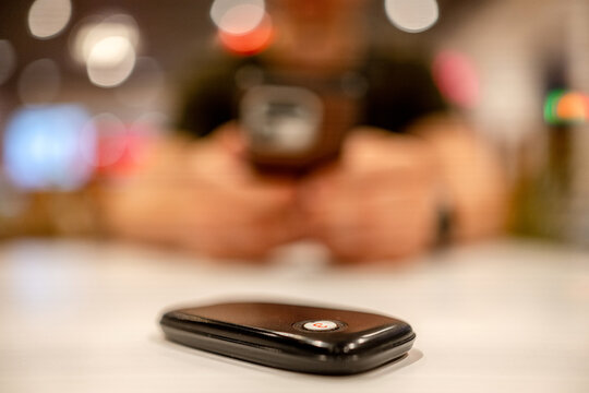 Restaurant pager waiting for order notification on table