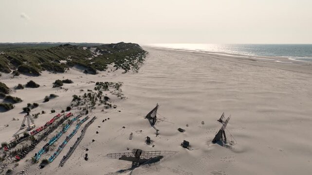 Netherland Benelux Terschelling Island Midsland West Hoornsebos Noordzee Beach and Dunes Wadden Schiereiland Dutch Wetland Aerial Drone