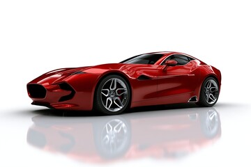 Naklejka premium Red coupe sports car isolated on white background