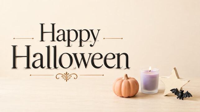 A beautiful and aesthetic banner featuring the text happy halloween for a cute helloween celebration and seasonal decor