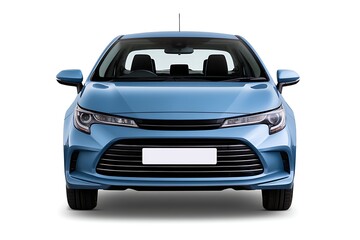 Fototapeta premium Front view of blue modern hatchback car isolated on white background