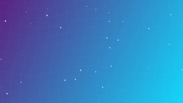 Abstract background loop with animated waving grid pattern and glowing floating particles over blue gradient backdrop, perfect for modern tech presentations and digital media.
