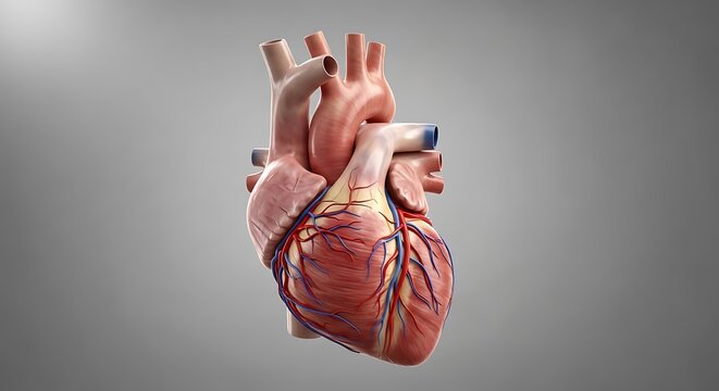Anatomical model of a human heart with pacemaker leads attached.