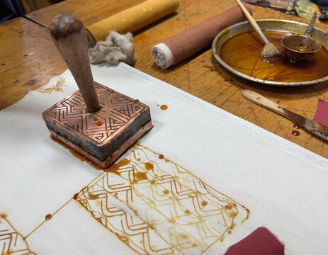 Copper Batik Stamp Pressing Wax Pattern