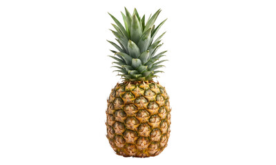 Fototapeta premium Whole ripe pineapple with green leaves on top isolated