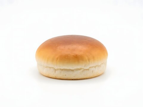 Fresh golden brown burger bun isolated on white background for food menu design