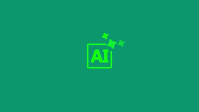 Minimal white AI processor chip outline icon with animated circuit paths on white background, modern 4K motion graphic.